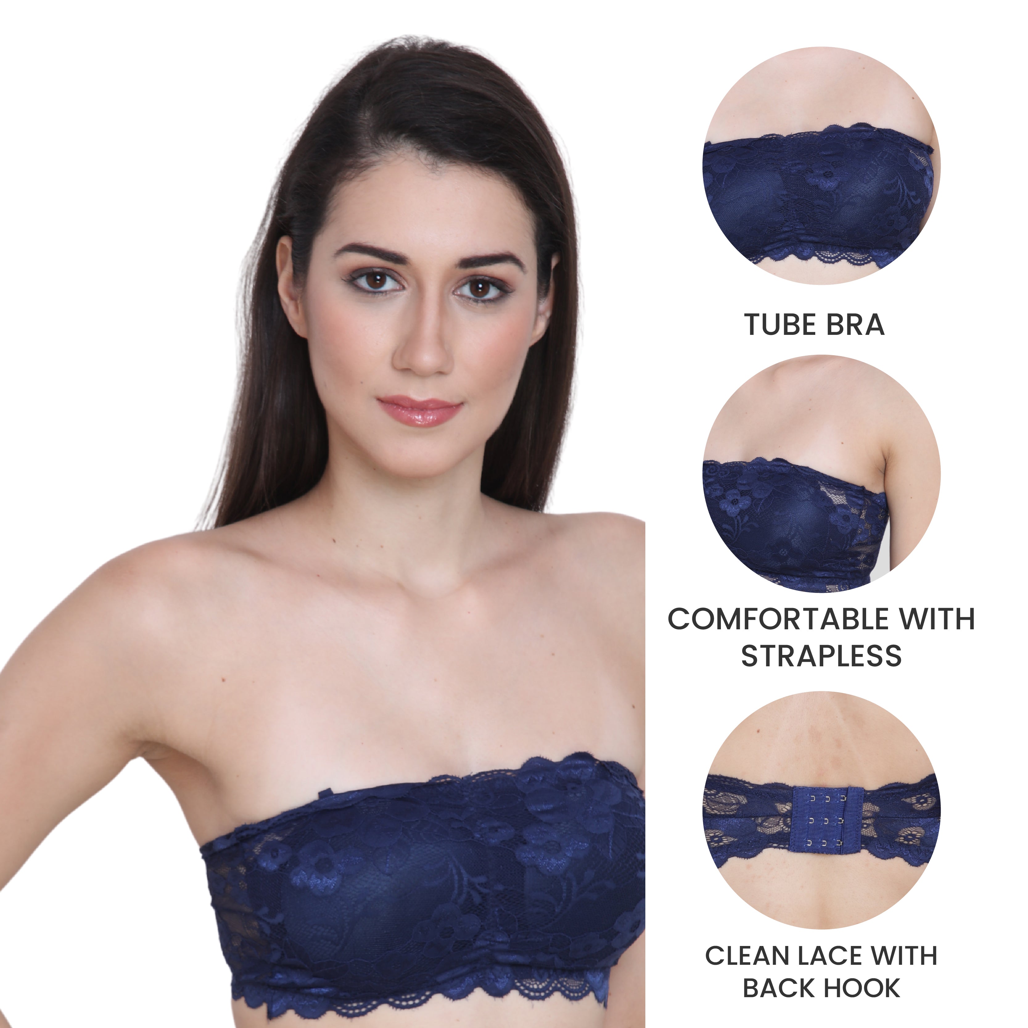 Strapless Padded Seamless Hook Closure Bra