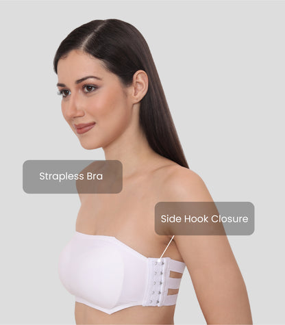 Nylon Spandex Padded Wire Free Seamless Strapless Back Hook Tube Bra with Removable Pads