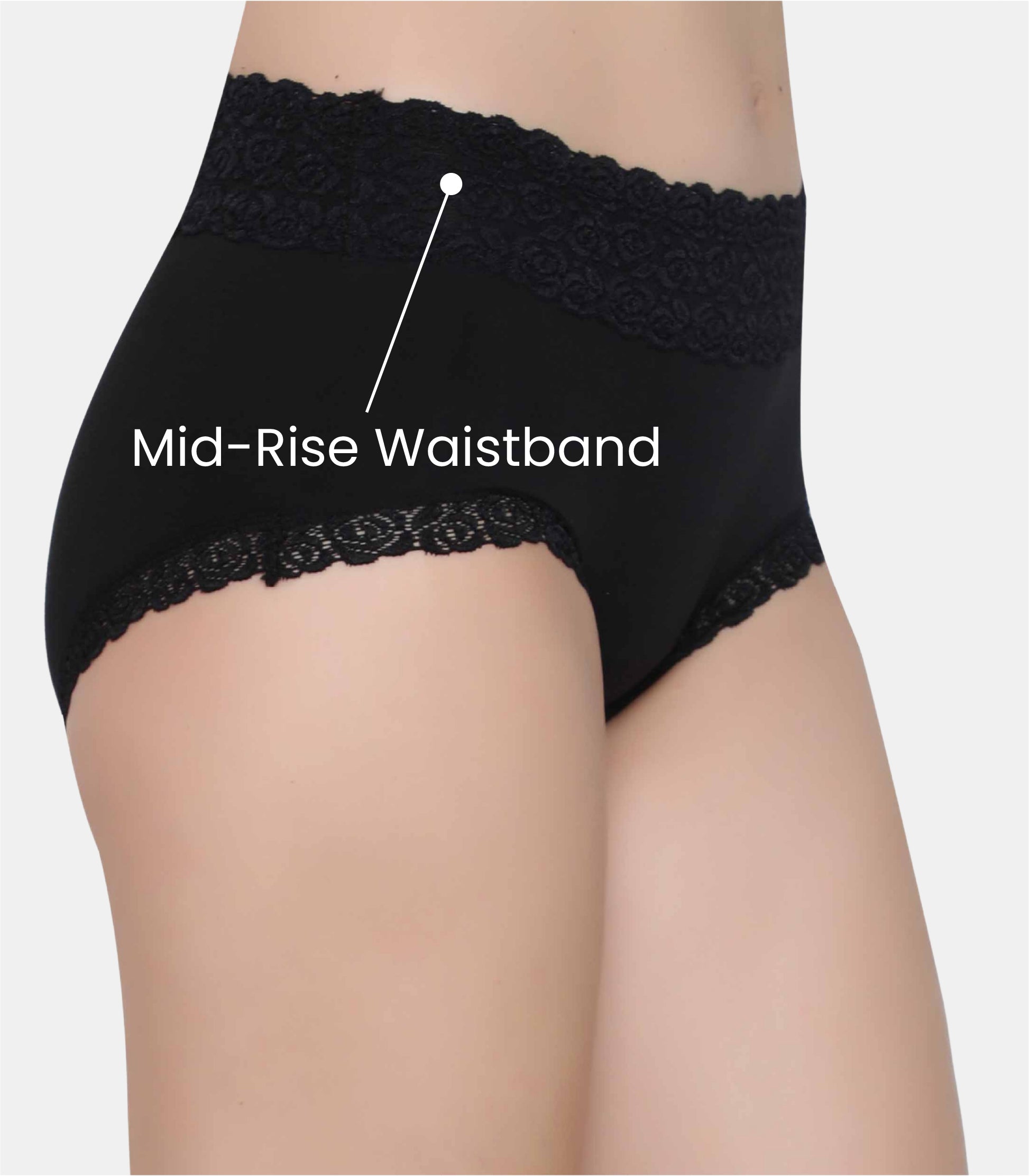 Cotton Lace Spandex Mid Rise Full Coverage Hipster Panty