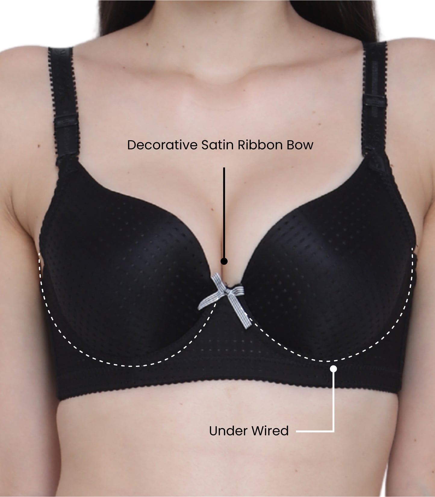 Cotton Nylon Elastane Padded Underwire Adjustable Straps Push Up Bra