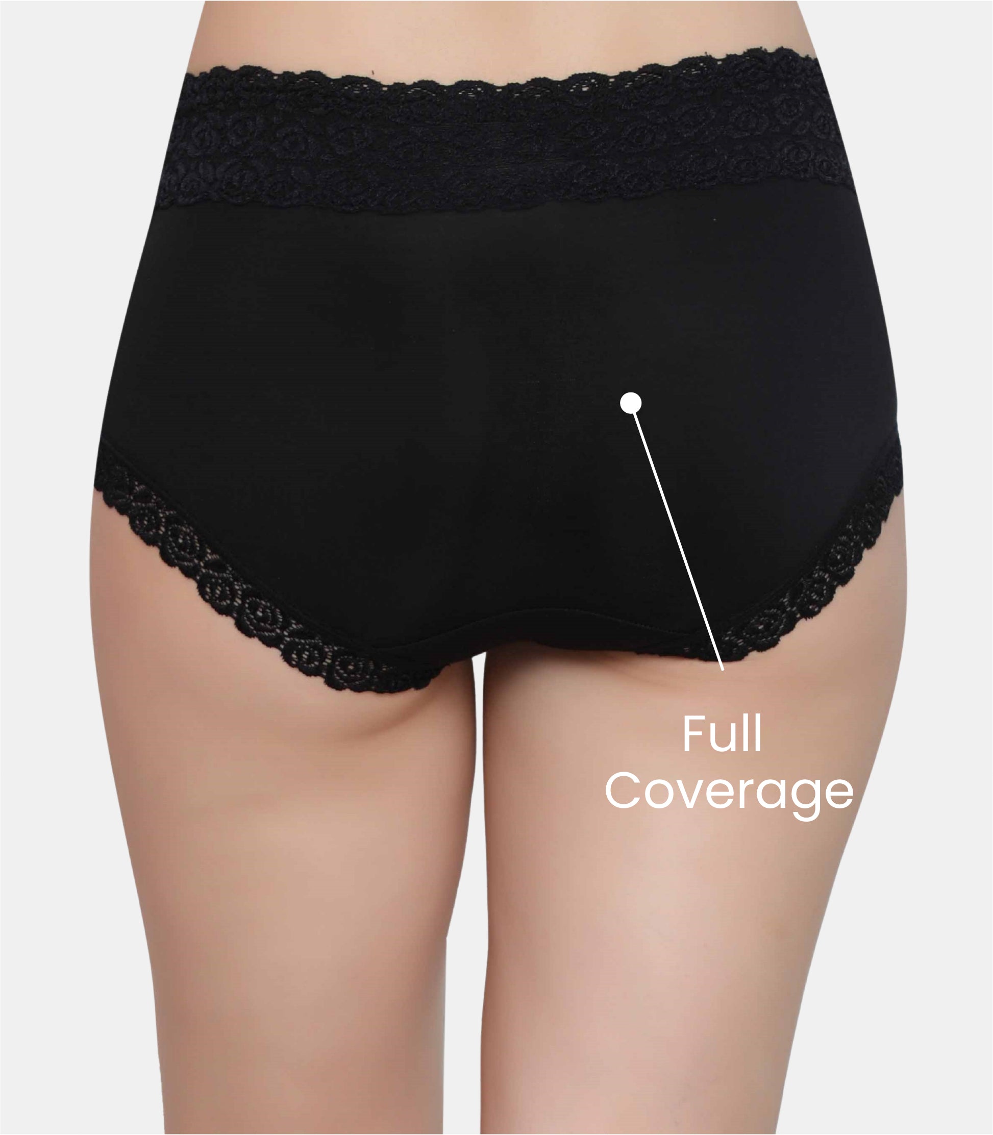 Cotton Lace Spandex Mid Rise Full Coverage Hipster Panty