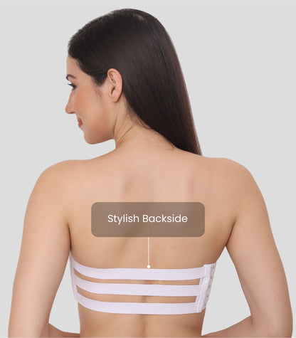 Nylon Spandex Padded Wire Free Seamless Strapless Back Hook Tube Bra with Removable Pads