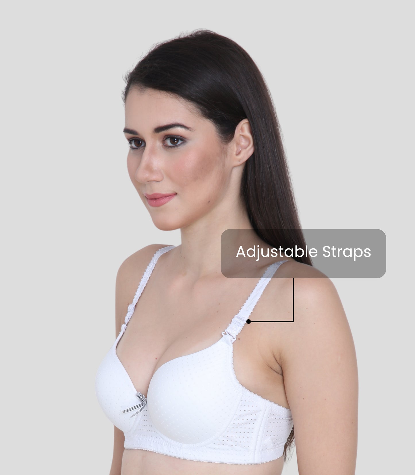 Cotton Nylon Elastane Padded Underwire Adjustable Straps Push Up Bra