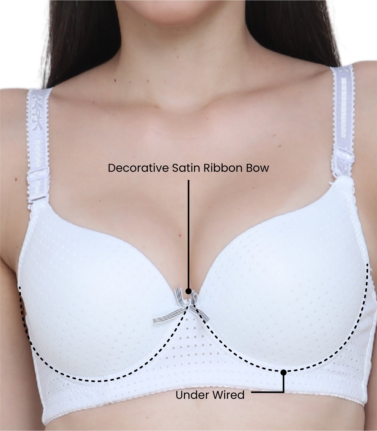 Cotton Nylon Elastane Padded Underwire Adjustable Straps Push Up Bra