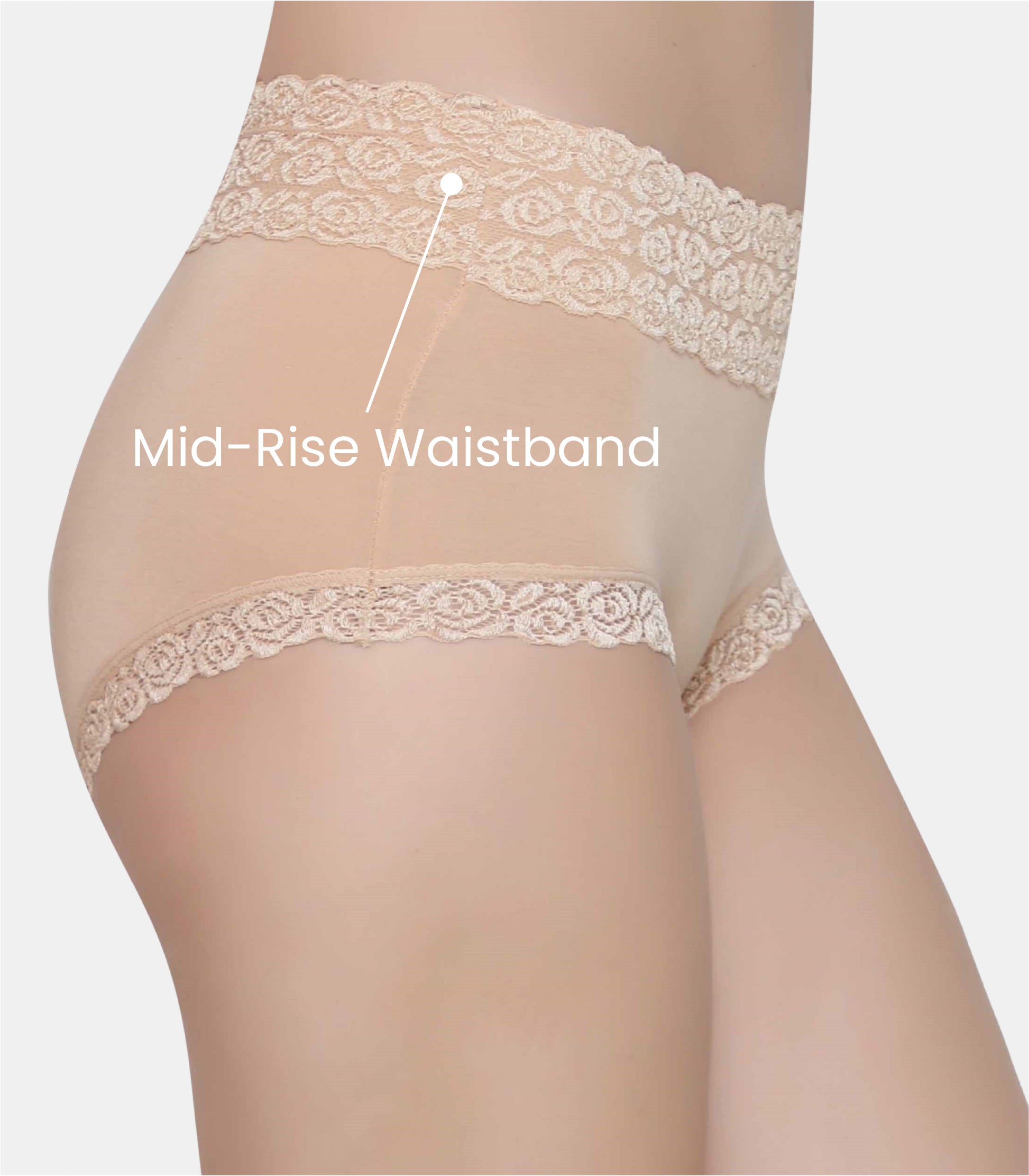 Cotton Lace Spandex Mid Rise Full Coverage Hipster Panty