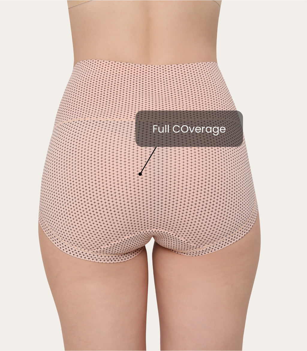 Women's Cotton Spandex Printed High Waist Hipster Panty