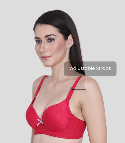 Cotton Nylon Elastane Padded Underwire Adjustable Straps Push Up Bra