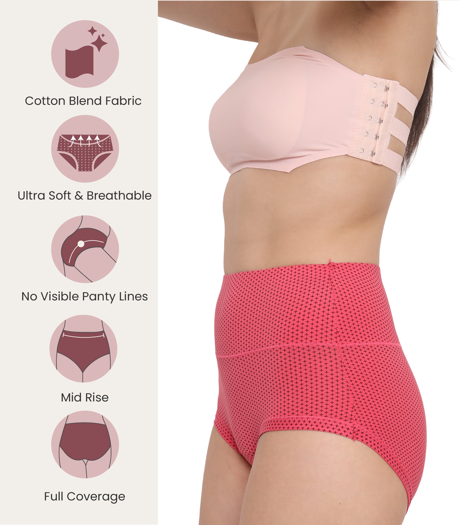 Cotton Spandex Tummy Control High Waist Panties