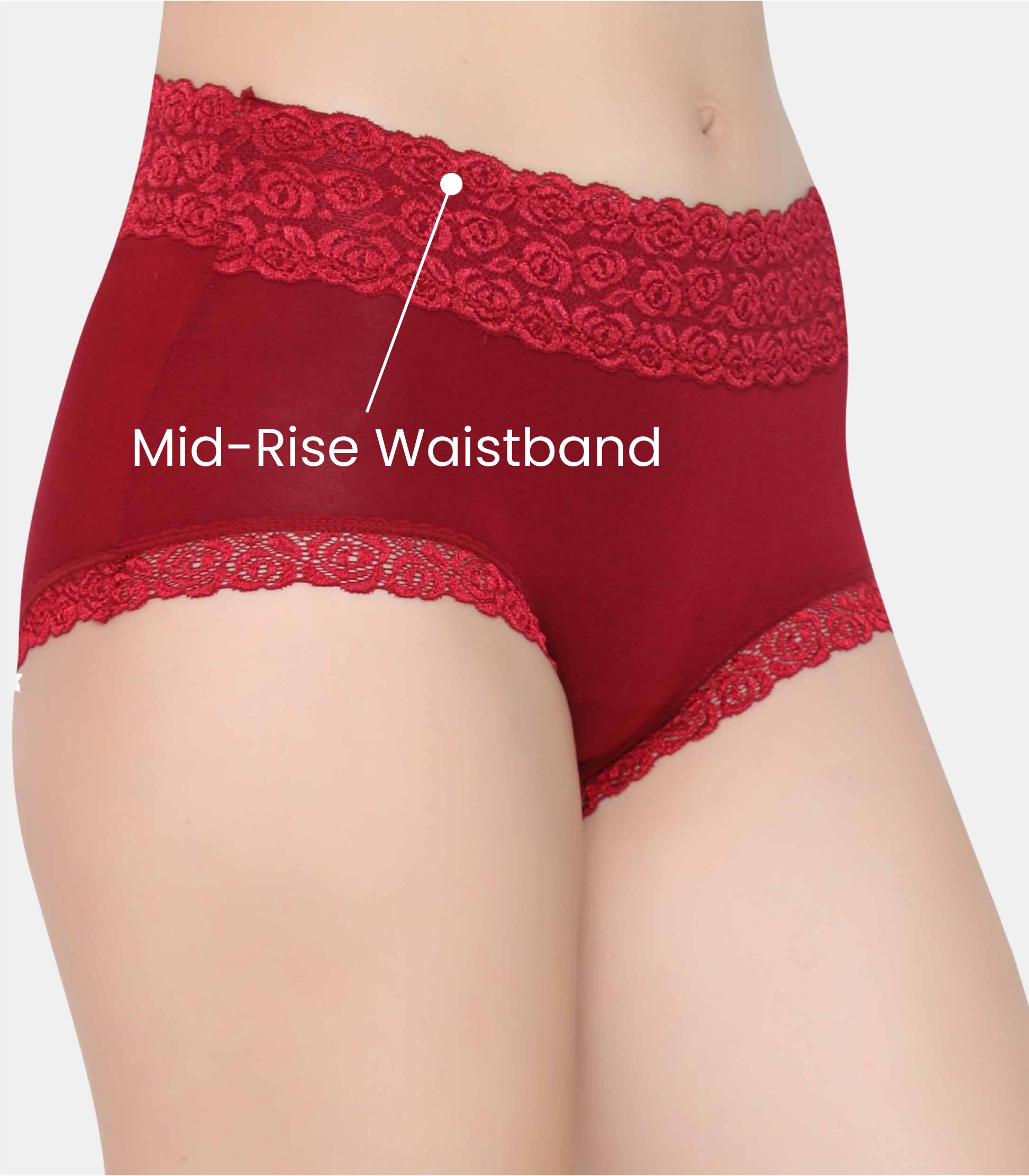 Cotton Lace Spandex Mid Rise Full Coverage Hipster Panty