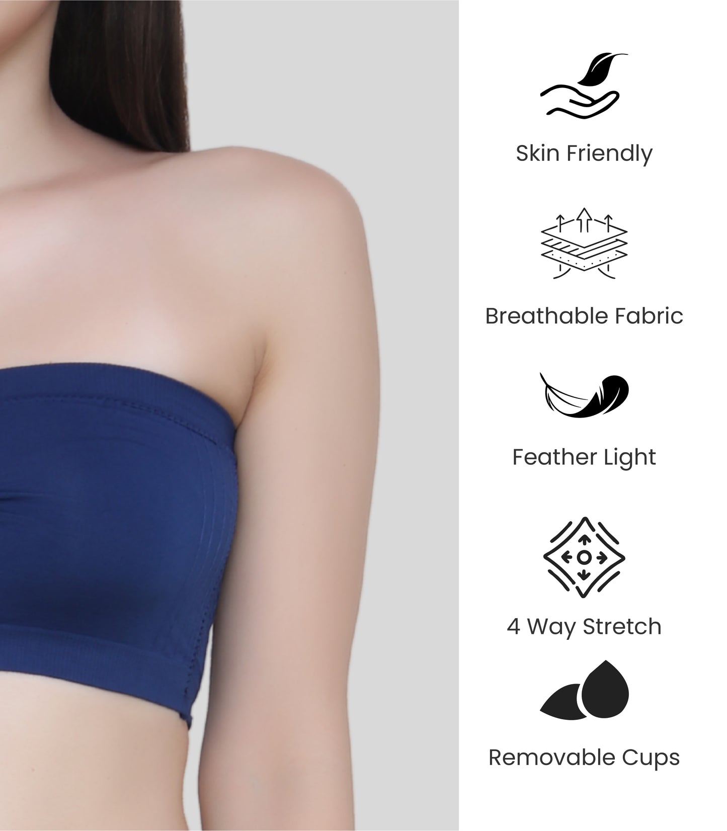 Everyday Wear Padded Tube Bra Wire Free Stretchable Strapless Bandeau Bras