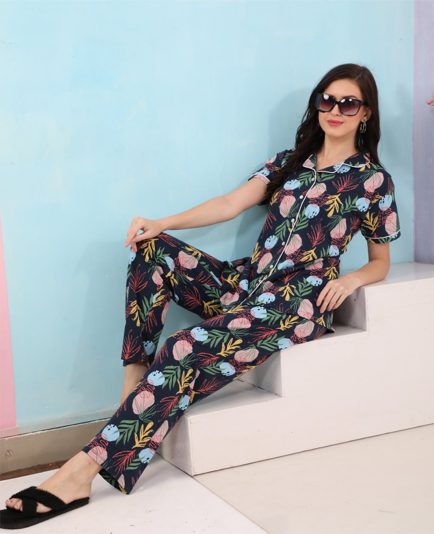 Printed Full Length Night Gown