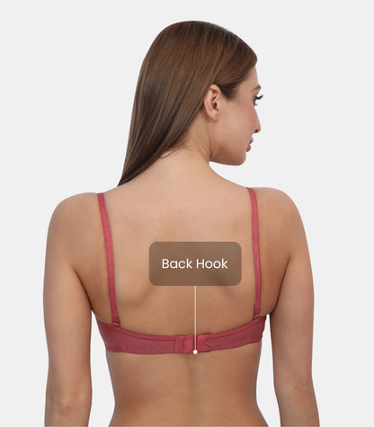 Full Coverage Padded Non-Wired Adjustable & Removable Straps Tshirt Bra