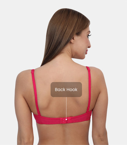 Full Coverage Padded Non-Wired Adjustable & Removable Straps Tshirt Bra
