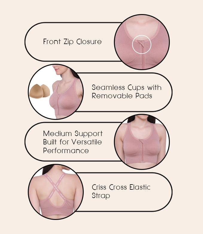 Front Zipper Sports Bra