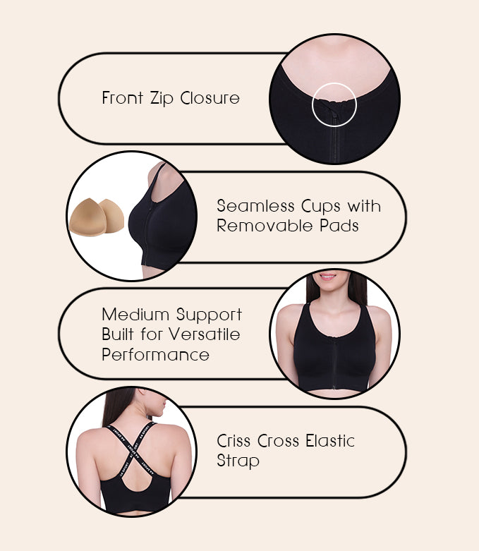 Front Zipper Sports Bra