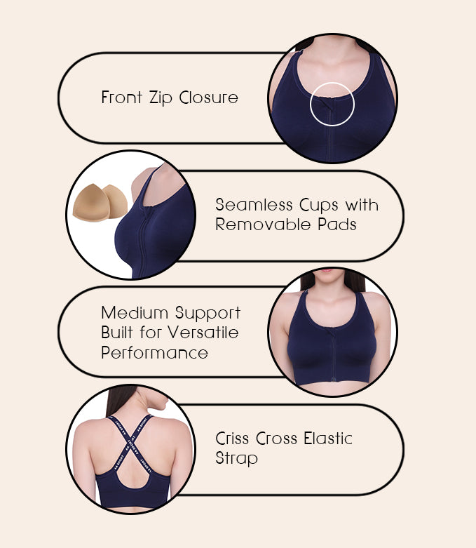 Front Zipper Sports Bra