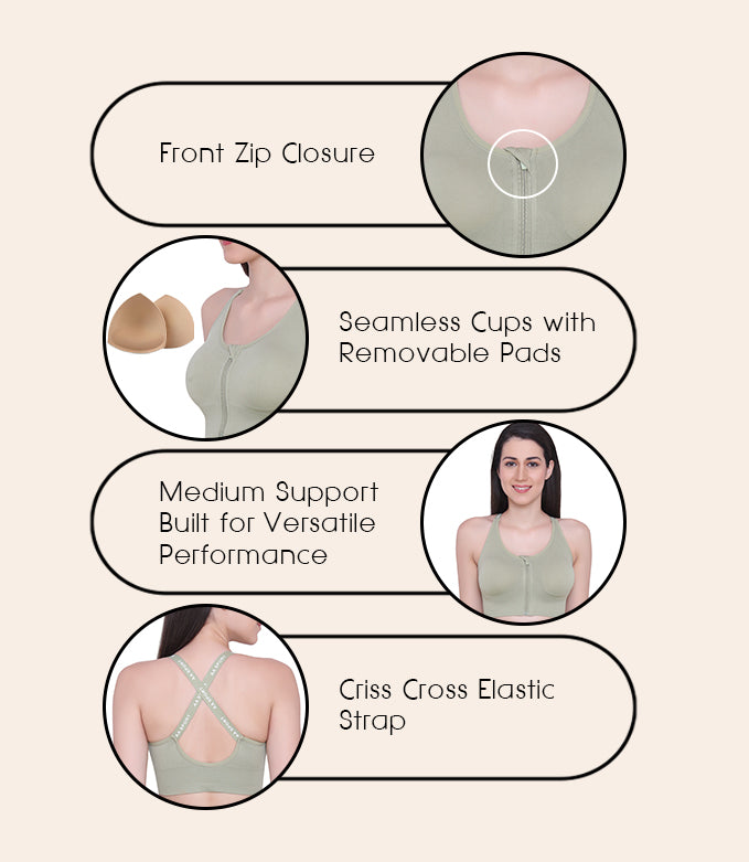 Front Zipper Sports Bra