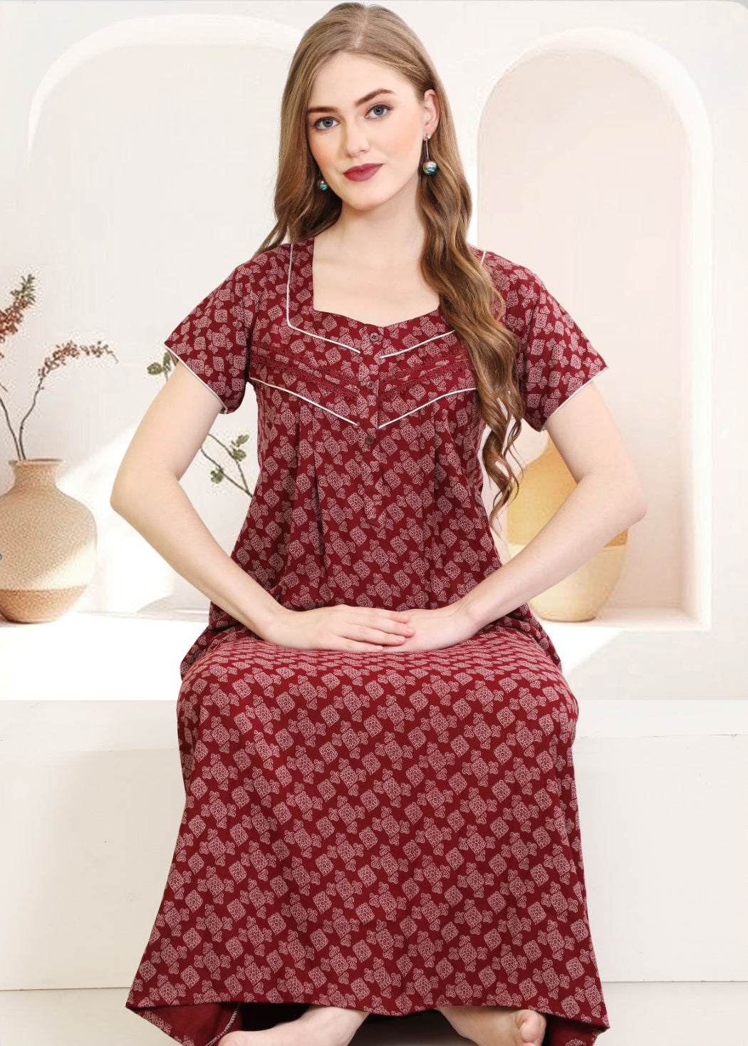 Printed Full-Length Night Gown