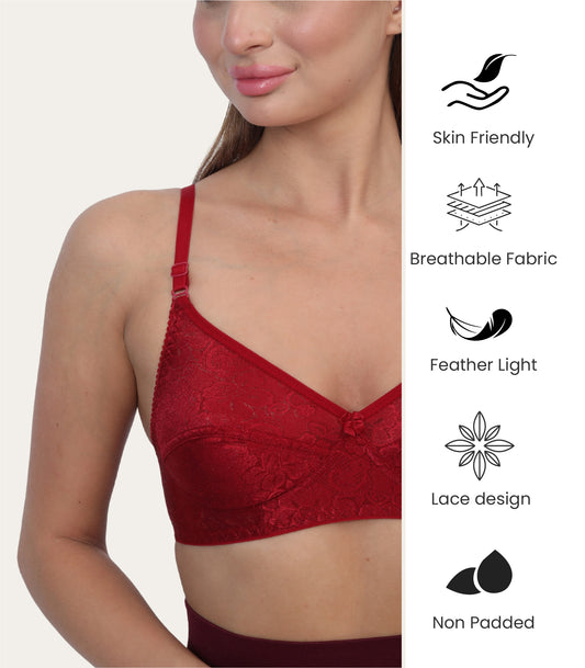 Poly Cotton PC Interlock Fabric Full Coverage Non-Padded Non-Wired Adjustable Straps Everyday Bra
