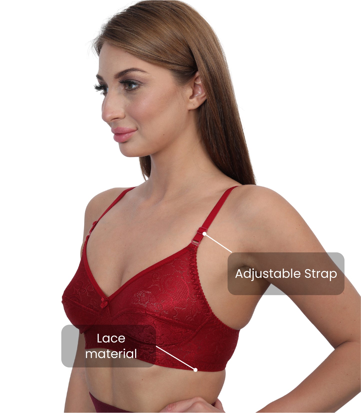 Poly Cotton PC Interlock Fabric Full Coverage Non-Padded Non-Wired Adjustable Straps Everyday Bra