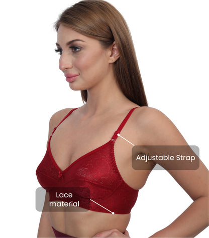 Poly Cotton PC Interlock Fabric Full Coverage Non-Padded Non-Wired Adjustable Straps Everyday Bra