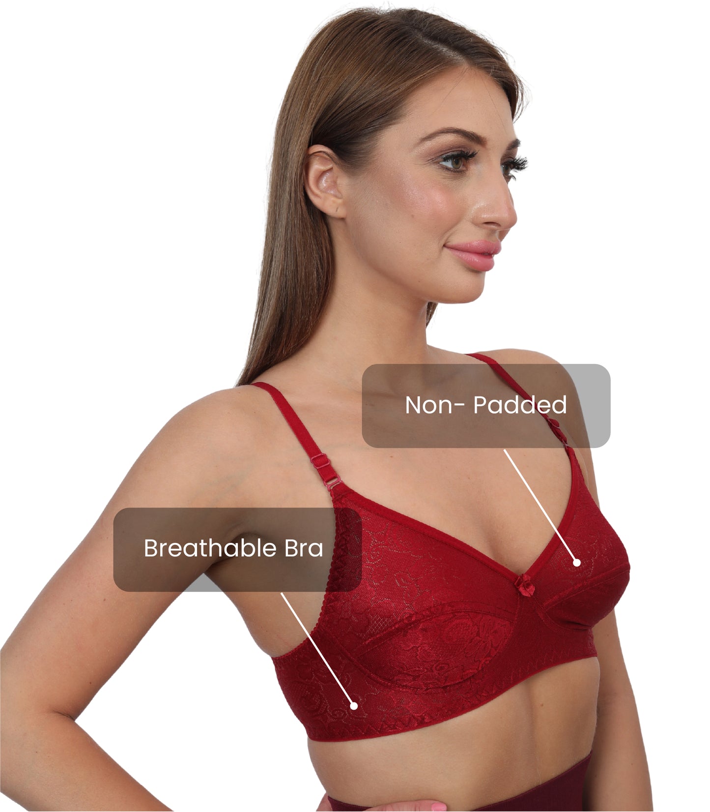 Poly Cotton PC Interlock Fabric Full Coverage Non-Padded Non-Wired Adjustable Straps Everyday Bra