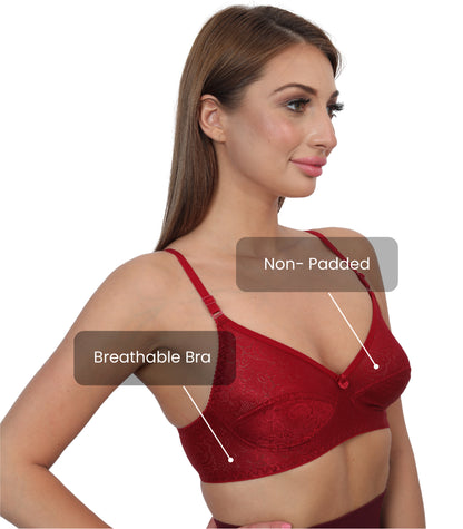 Poly Cotton PC Interlock Fabric Full Coverage Non-Padded Non-Wired Adjustable Straps Everyday Bra