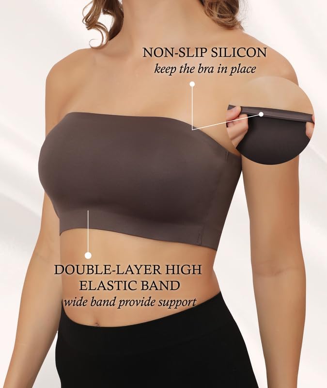 Non-Padded Strapless, Full Coverage, Non-Wired Tube Bra for Backless Dress