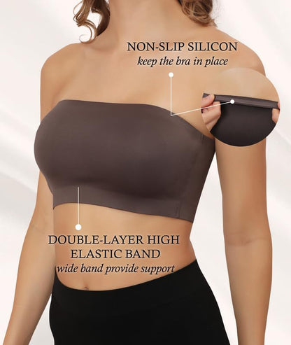 Non-Padded Strapless, Full Coverage, Non-Wired Tube Bra for Backless Dress