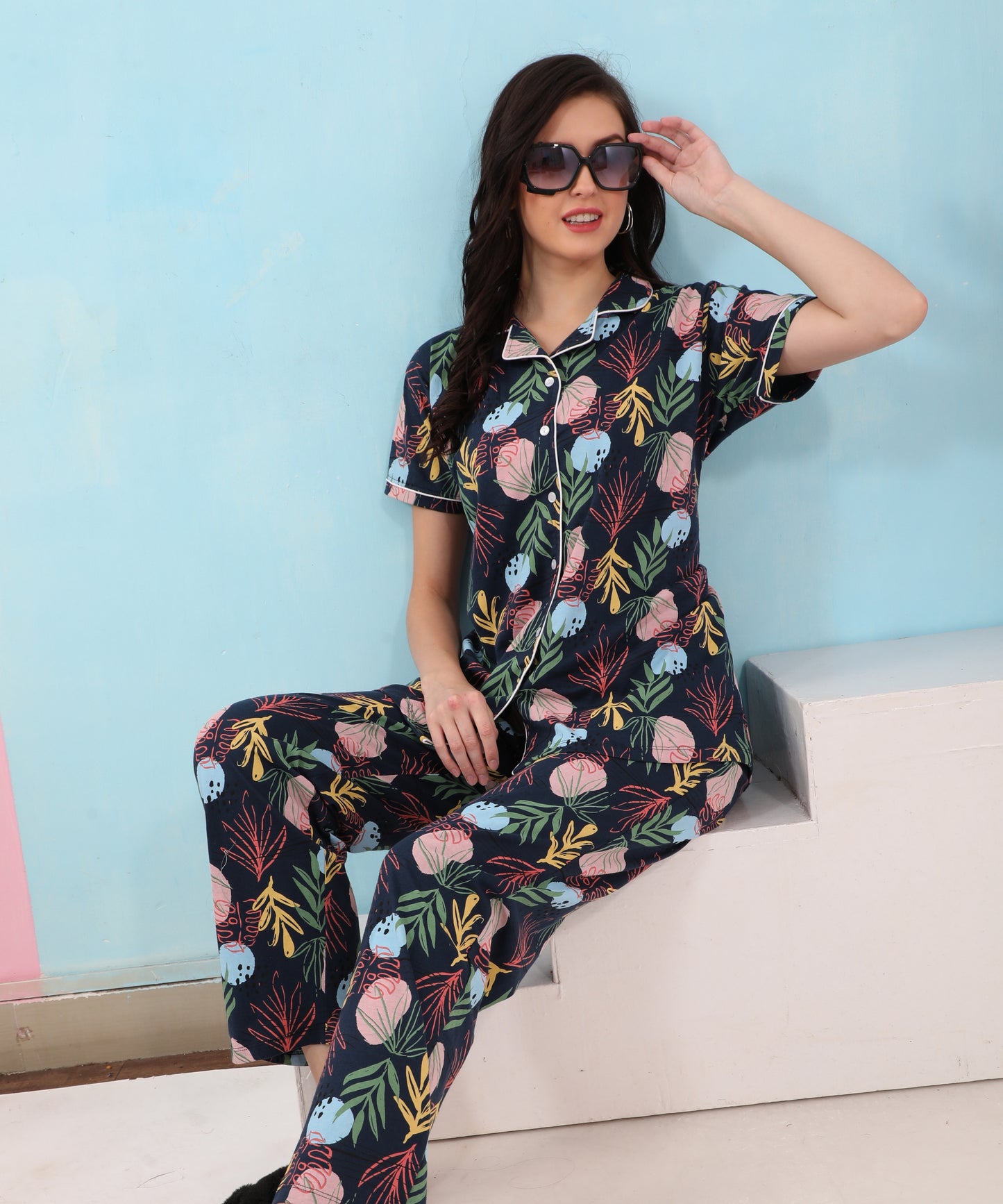 Printed Full Length Night Gown