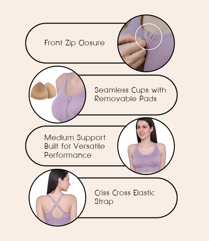 Front Zipper Sports Bra