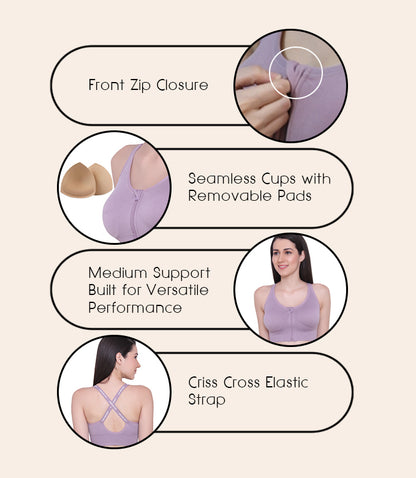 Front Zipper Sports Bra