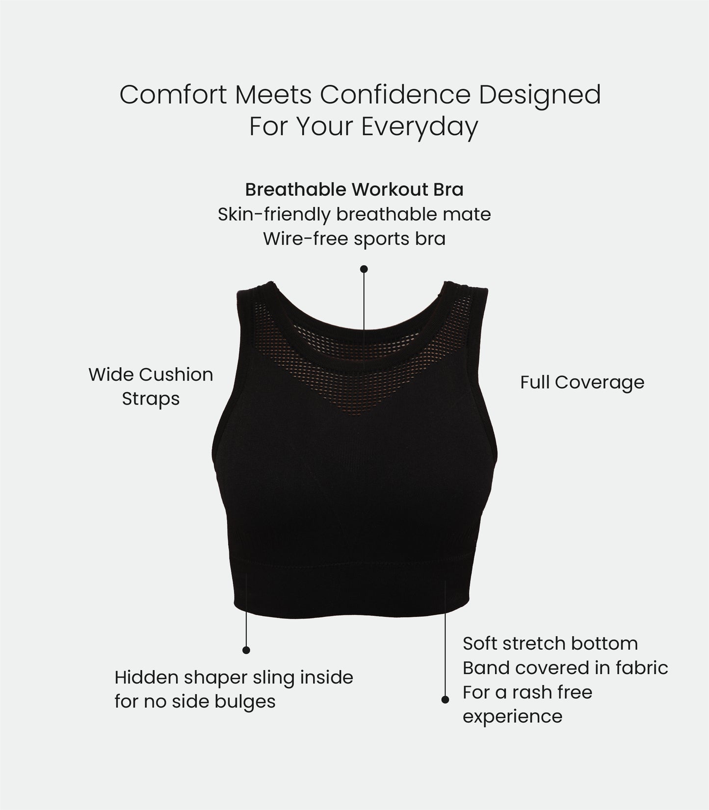 High Support Padded Wireless Sports Bra