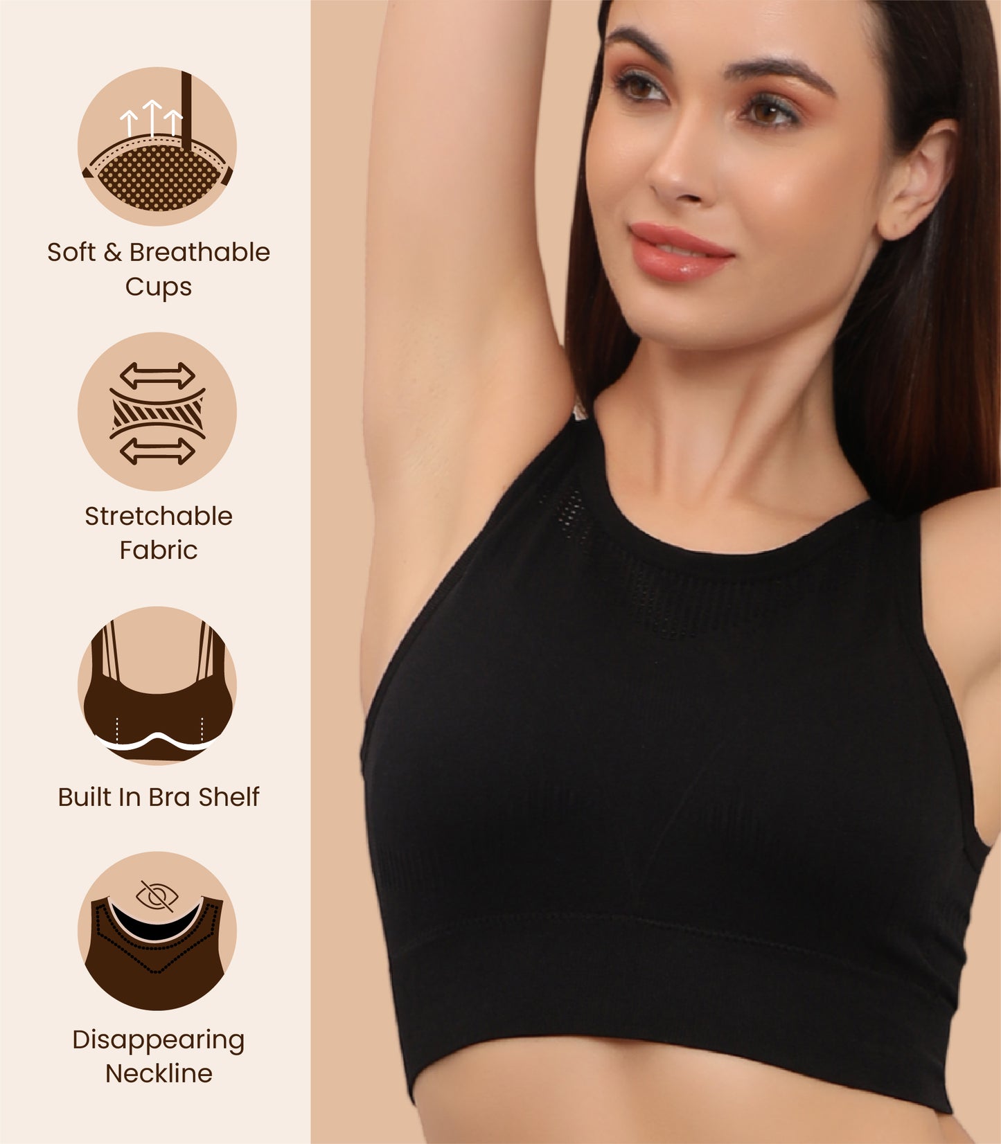 High Support Padded Wireless Sports Bra